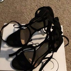 Black lace up heels